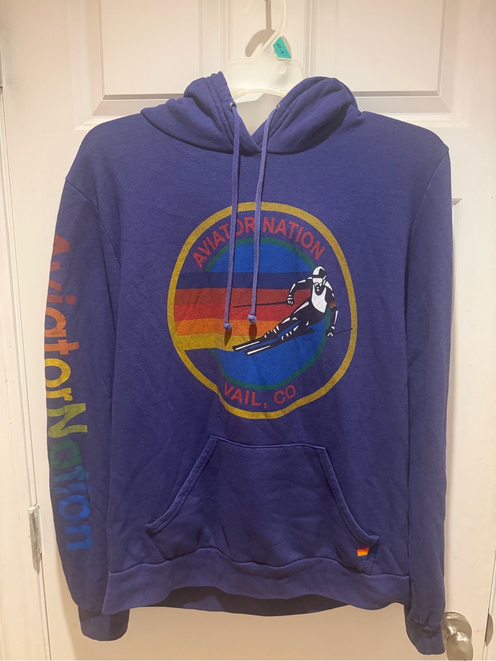 Aviator Nation Pullover Hoodie-Vail-Purple-Relaxed fit, unisex- XL